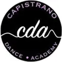 A black and white logo of capistrano dance academy.
